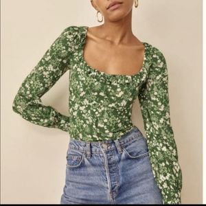 NEW Reformation Jon along Sleeve Floral Top Autumnal Size 2